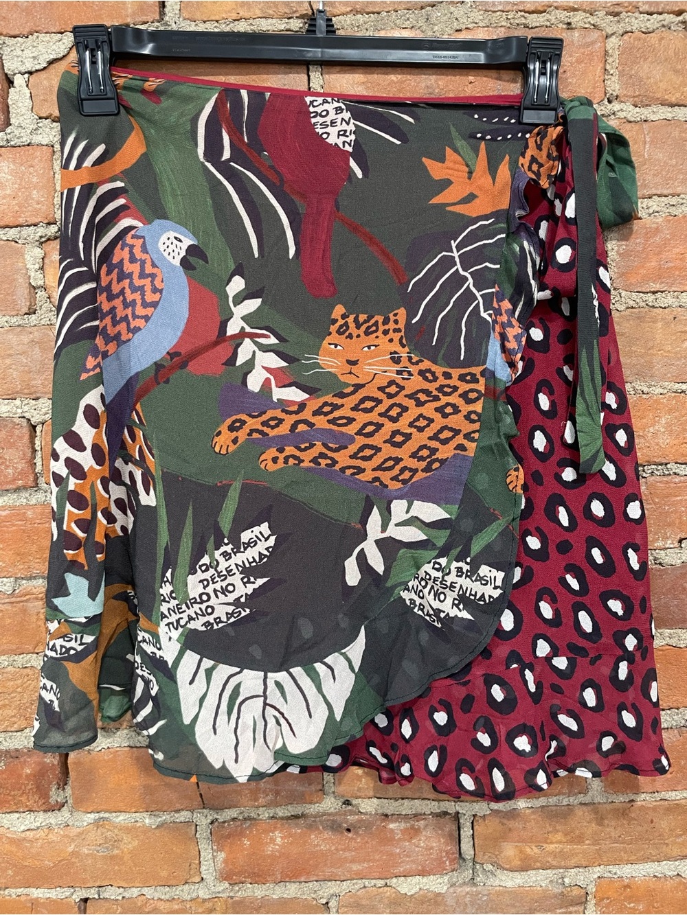 Farm Rio x Anthropologie Red Leopard-Print Mini Skirt | Size M | Like New